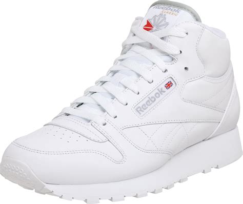 Amazon.com | Reebok Men's Classic Leather Mid Sneaker, White/White, 10.5 M | Fashion Sneakers