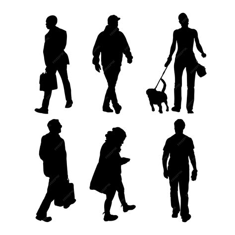 Premium Vector | Set of silhouettes of people walking vector