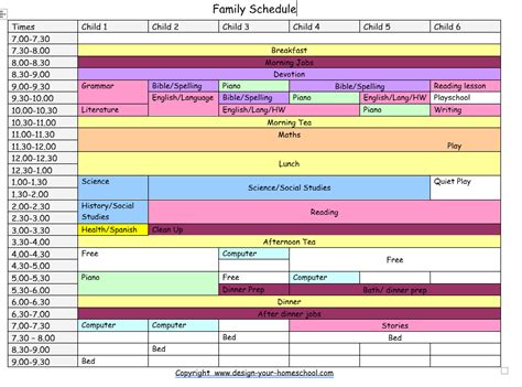 Homeschool Schedules - examples from other homeschool families