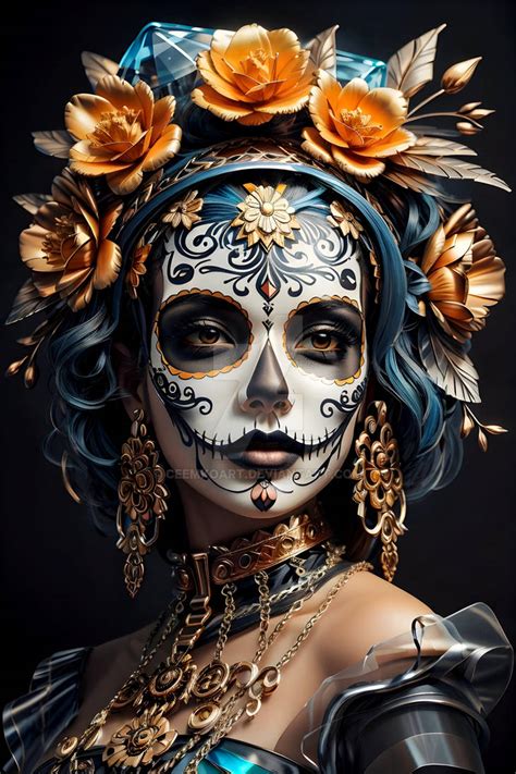 Vibrant Catrina Calavera: Matte Flower Art by CeemkoArt on DeviantArt