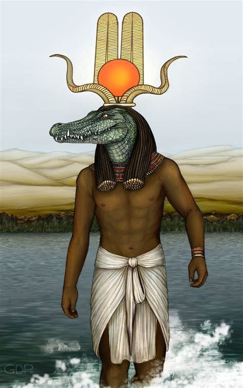 Sobek - the god of the Nile and a crocodile god; depicted as a ...