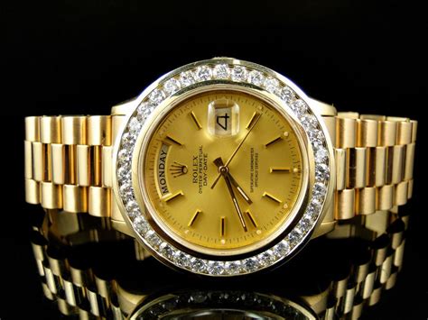 Details about Pre-Owned Mens 36MM Rolex President Day-Date 18k Yellow Gold Diamond Watch ...