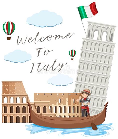 Travel map to Italy stock vector. Illustration of isolated - 124230958