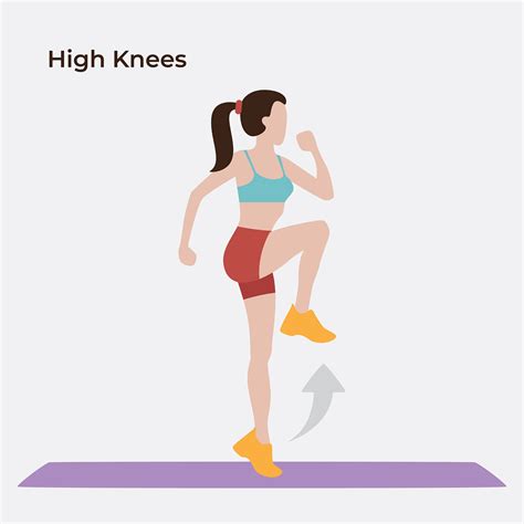 High knees exersice, Exercise workout, Vector illustraion (1665975262 ...