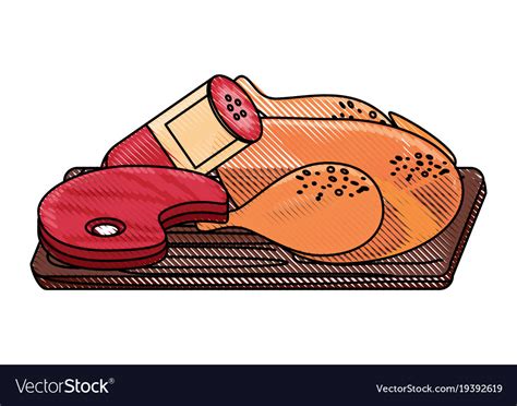 Cutting board with food Royalty Free Vector Image