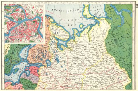 Russia (European); Inset map of Petrograd by Harmsworth: (1920) Map | Antiqua Print Gallery