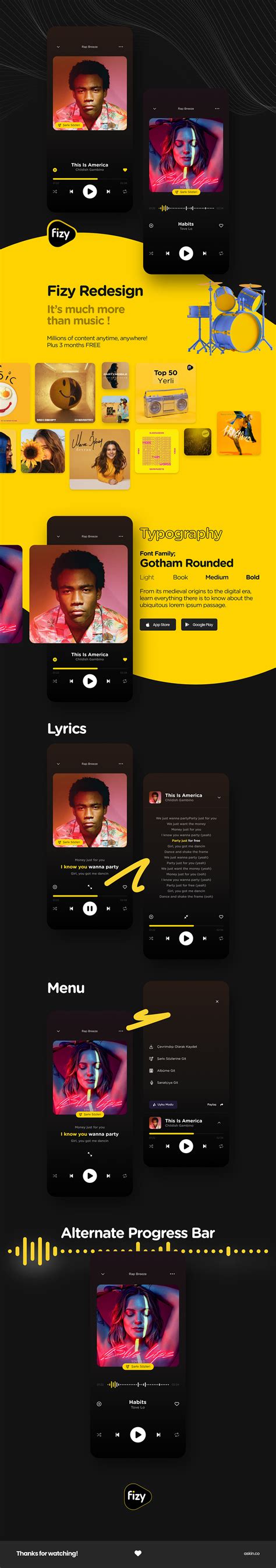 Fizy, Player Screen Redesign on Behance