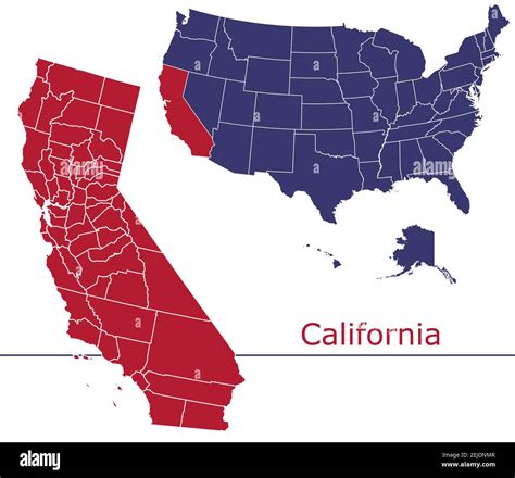 California counties vector map outline with USA map colors national flag Stock Vector Image ...