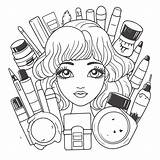 Girl Makeup Coloring Pages sketch template