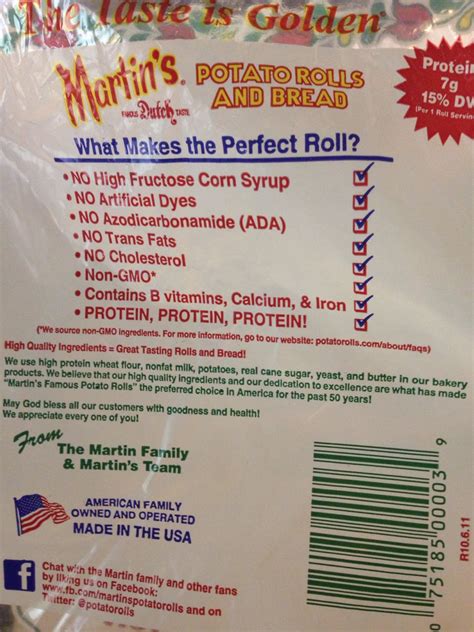 Martin's Potato Rolls: Calories, Nutrition Analysis & More | Fooducate