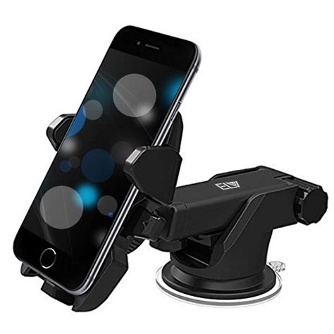 ELV Car Mount Adjustable Car Phone Holder Universal Long Arm, Windshield for Smartphones - Black ...