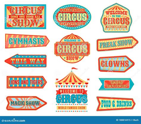 Circus Arrow Pointers with Carnival Top Tents Stock Vector - Illustration of circus, garland ...