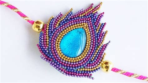 Beautiful Rakhi Design Idea from Peacock Feather | How to Make Rakhi at ...