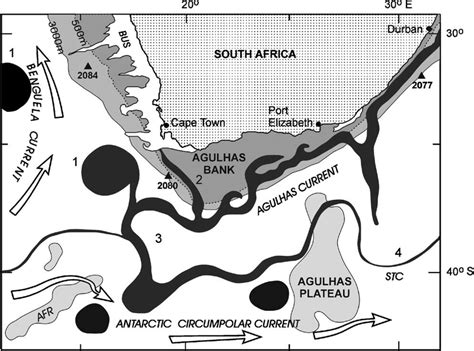 Schematic of the Agulhas Current and Southern Benguela Region. Agulhas ...