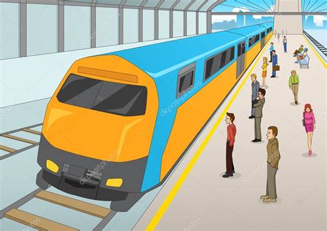 Train Station In Cartoon Style ⬇ Vector Image by © rudall30 | Vector Stock 93727752