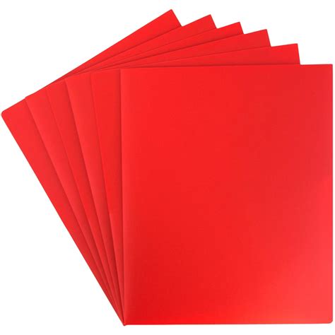 JAM PAPER Heavy Duty Plastic 2 Pocket School Folders - Red - 6/Pack ...