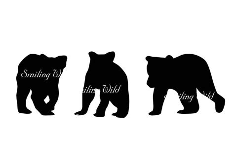 grizzly bear silhouette svg cub clipart printable forest animal woodland vector art graphic ...