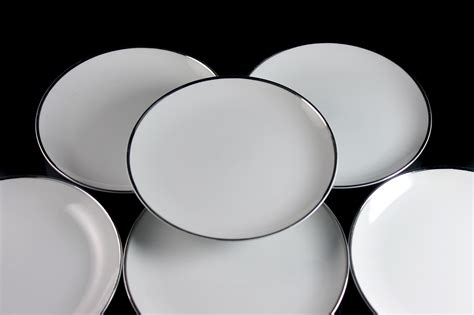 Bread and Butter Plates, Harmony House, Moderne, Platinum Trim, Set of ...