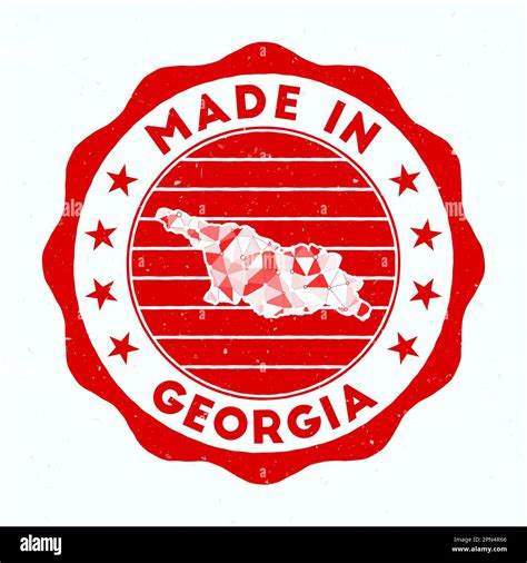 Made In Georgia. Country round stamp. Seal of Georgia with border shape ...