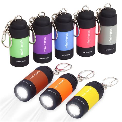 UCEC Mini Keychain Flashlight, USB Torch Rechargeable Colorful LED ...