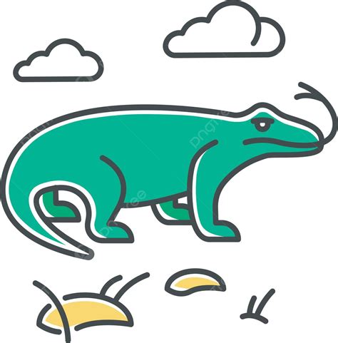 Ikon Komodo Hijau Dalam Keanekaragaman Hayati Habitat Kebun Binatang Satwa Liar Indonesia Vektor ...