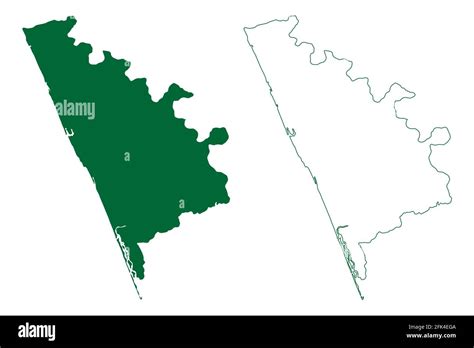 Kasaragod district (Kerala State, Republic of India) map vector ...