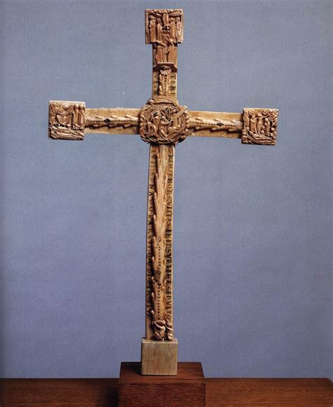 UNKNOWN MASTER, English Cross 1150-60 Walrus ivory with traces of polychromy, 58 x 36 cm ...