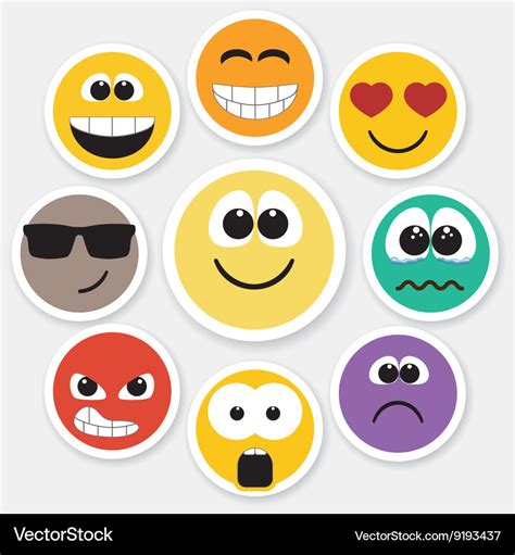 Smiley faces expressing different feelings Vector Image