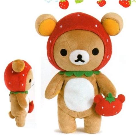 San-X Rilakkuma Strawberry 8'' Plush: Relax Bear | Rilakkuma, Plush, Bear