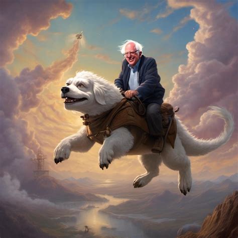 featured: Bernie Sanders riding Falcor over an oil field in the style ...