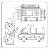 Coloring Page Outline Of Doctor Ambulance Car Hospital Stock Vector  sketch template