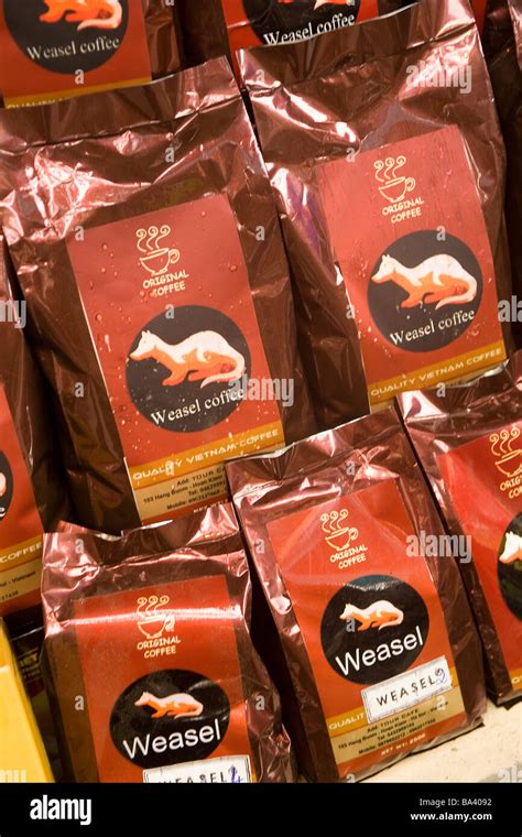 Weasel coffee beans on sale in Hanoi Vietnam. The beans are collected ...