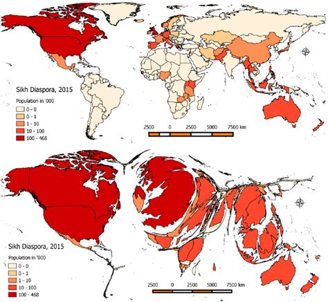 The global Sikh diaspora, 2015. Source: Own elaboration with data from... | Download Scientific ...