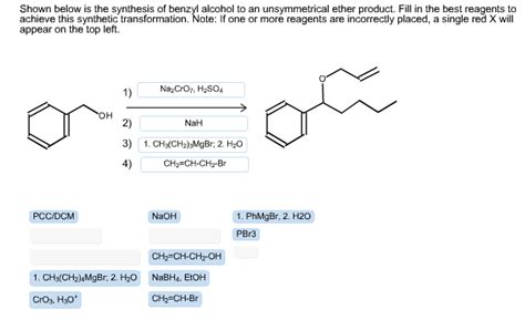 Solved Shown below is the synthesis of benzyl alcohol to an | Chegg.com