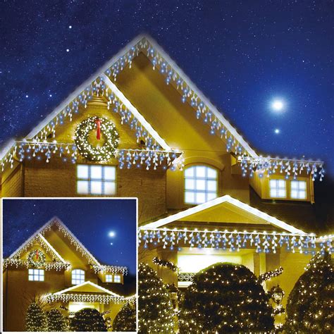 CHRISTMAS LED WHITE SNOWING ICICLE BRIGHT PARTY WEDDING XMAS OUTDOOR ...