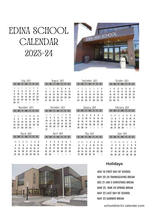 Edina School Calendar Holidays for 2023-2024