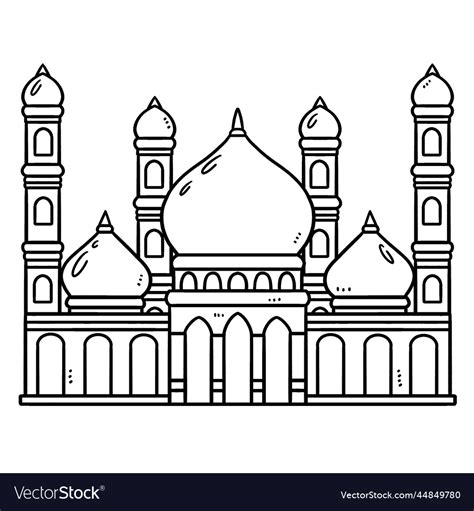 Ramadan mosque isolated coloring page for kids Vector Image