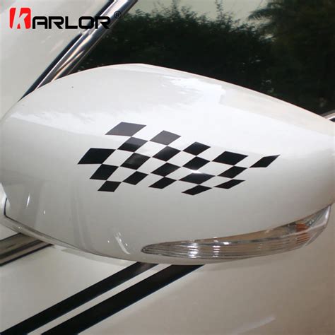 Racing style grid pattern car rear view mirror decor sticker,car styling rear view mirror cover ...