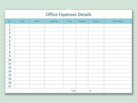 EXCEL of Office Expenses Details.xls | WPS Free Templates