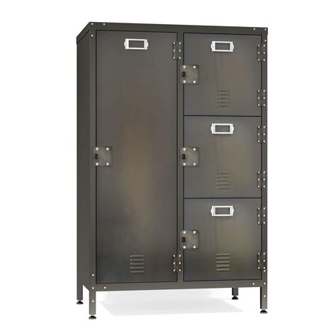 BYNSOE Metal Locker Storage Cabinet, 47.3” Employees Wardrobe Industrial Steel Storage Locker ...