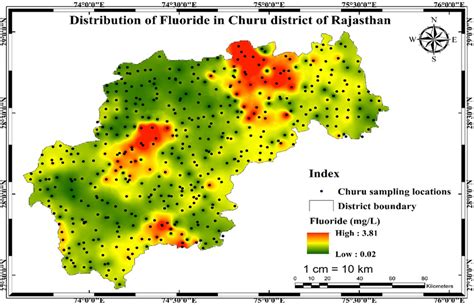 Spatial interpolation map of F⁻ distribution of Churu District of Rajasthan | Download ...