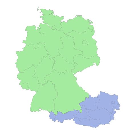 High quality political map of Germany and Austria with borders of the ...