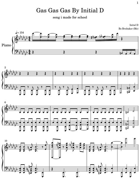 Gas Gas Gas By Initial D - Sheet music for Piano