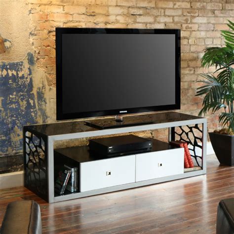 Walker Edison Modern Mosaic 65 inch TV Stand (Silver and Black Glass) V60MSC