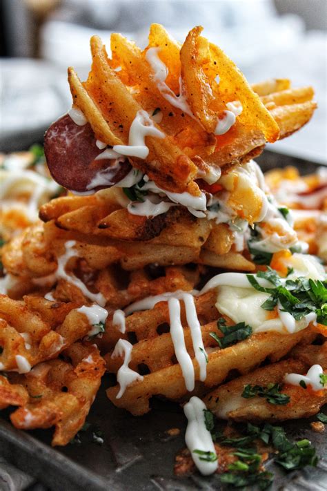 Baked & Loaded Sweet Potato Waffle Fries | Recipe | Loaded sweet potato ...