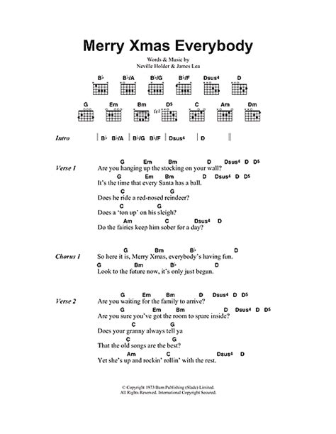 Slade Merry Xmas Everybody Sheet Music, Notes & Chords in 2021 | Sheet music notes, Sheet music ...