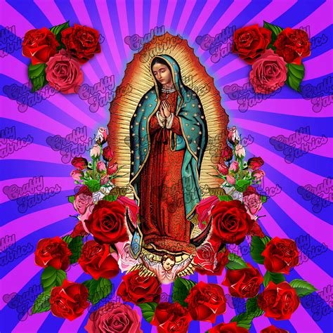 Virgin Mary Our Lady of Guadalupe Fabric Panel. Pink Blue - Etsy