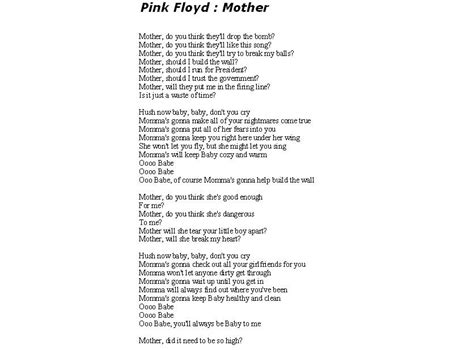 pink floyd Mother lyrics by BackMasker on DeviantArt