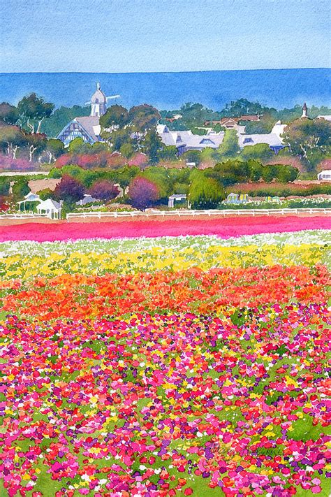 Watercolor Field Of Flowers Painting - img-i