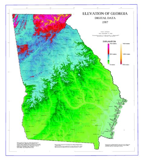 Environmental Science: Topographic Map of the State of Georgia